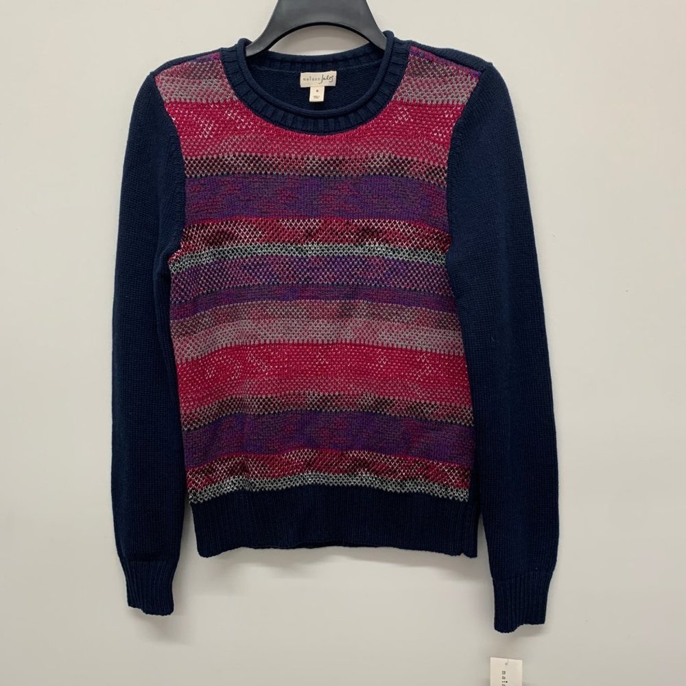 Maison Jules Women's Top M Knit Pullover Sweater Blue Multi Stripe M